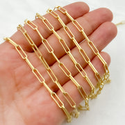Gold Plated Matte 925 Sterling Silver Flat Paperclip Chain